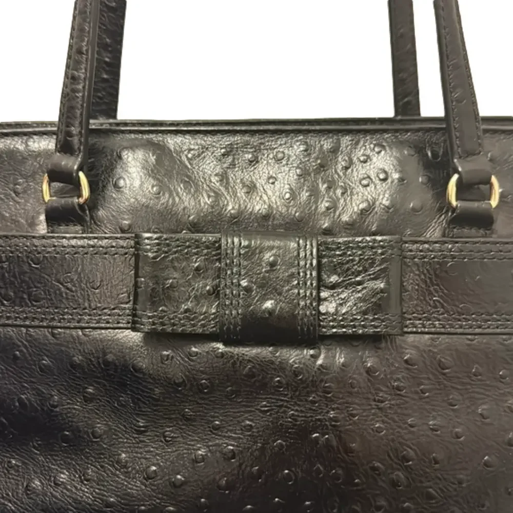 KATE SPADE ♠️ Harmony Valencia Road Black Leather Tote Ostrich Embossed bow